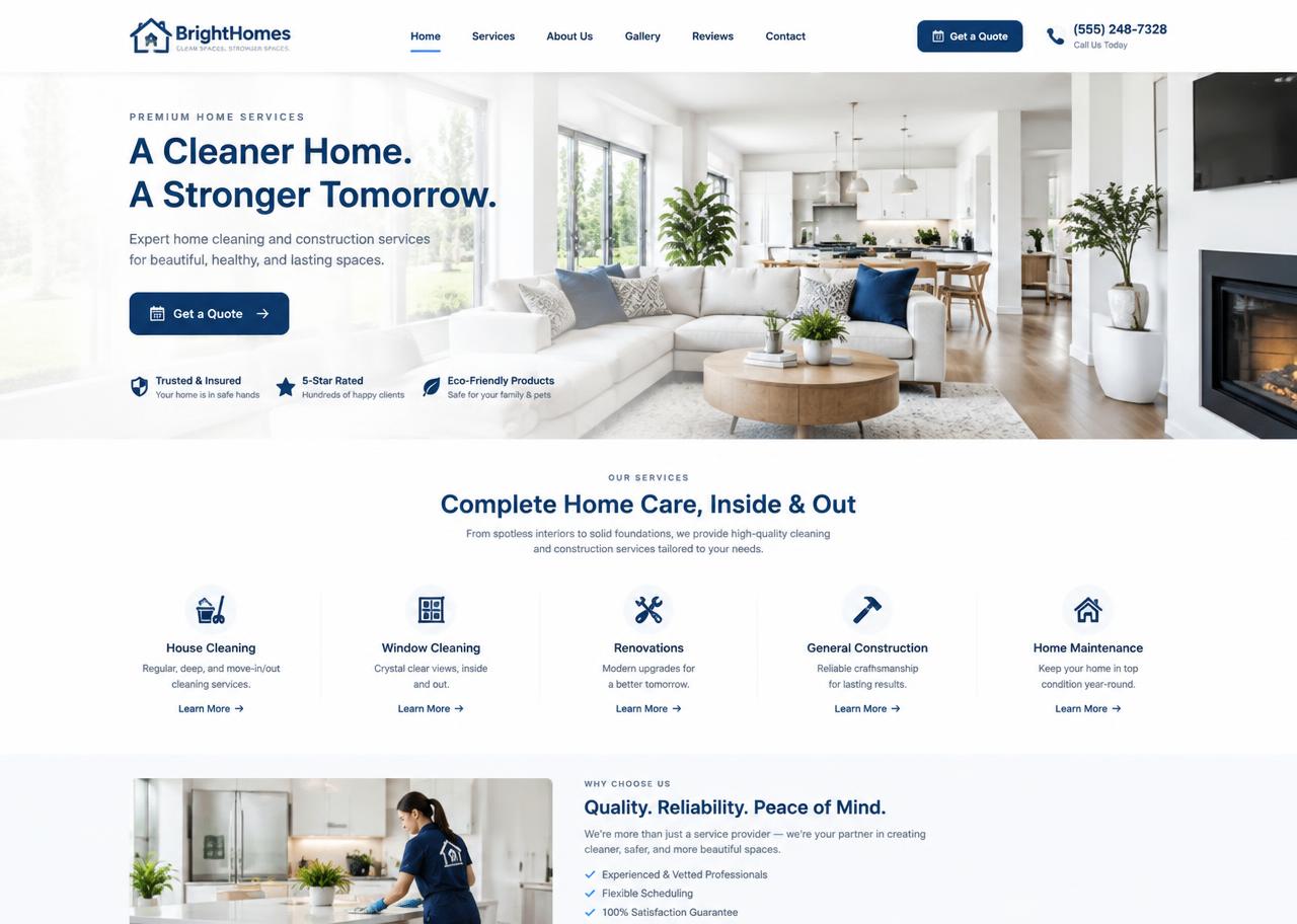 BrightHomes — Home Services website design