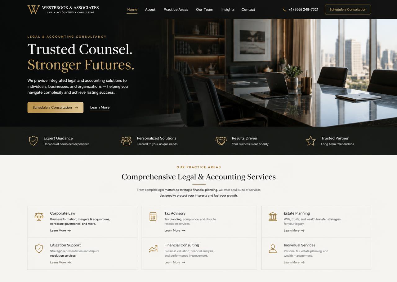 Westbrook & Associates — Professional Services website design